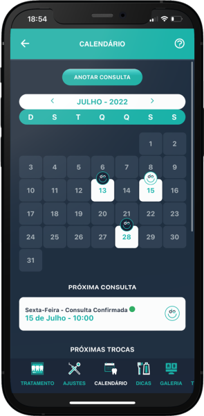 Calendário para você acompanhar as suas trocas e consultas
